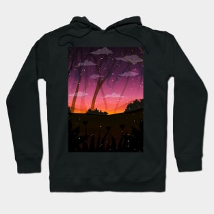 Fireflies in forest at night. Hoodie